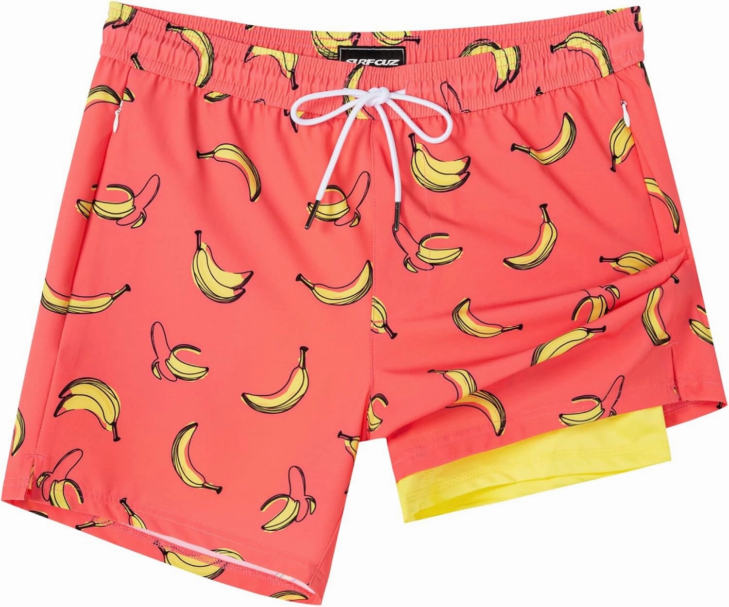 SURF CUZ Mens Swim Trunks with Compression Liner Swimming Trunks 5 Inch Bathing Suit Quick Dry Swim Shorts