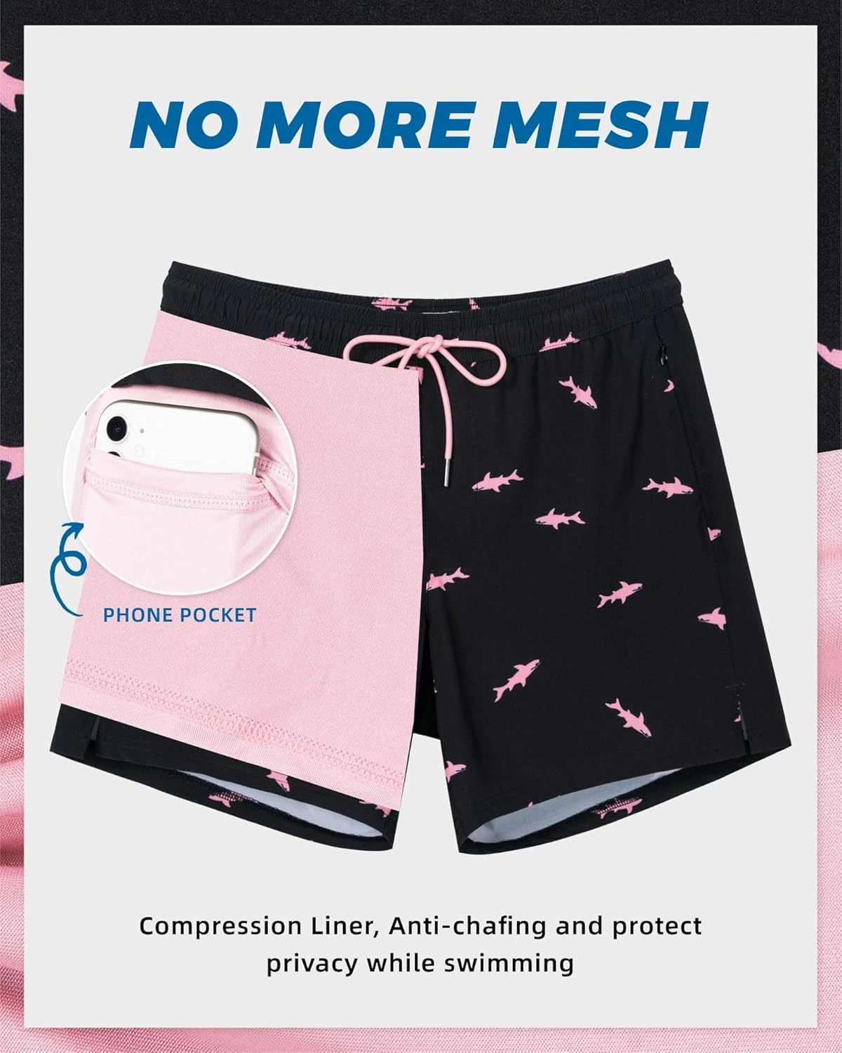 SURF CUZ Mens Swim Trunks with Compression Liner Swimming Trunks 5 Inch Bathing Suit Quick Dry Swim Shorts