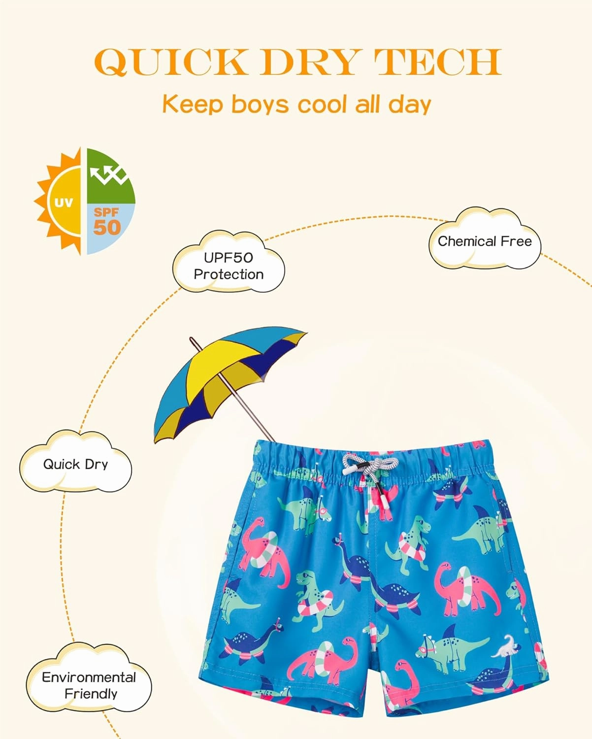 SURF CUZ Surfcuz Little Boys Swim Trunks UPF 50  Toddler Beach Shorts Swimsuit Kids Quick Dry Swimwear