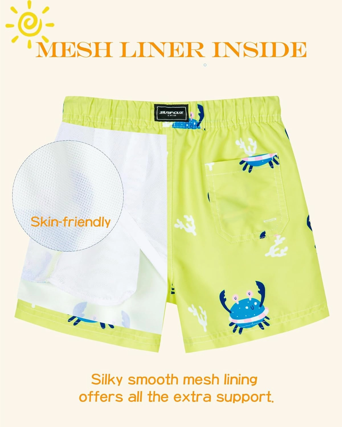 SURF CUZ Surfcuz Little Boys Swim Trunks UPF 50  Toddler Beach Shorts Swimsuit Kids Quick Dry Swimwear