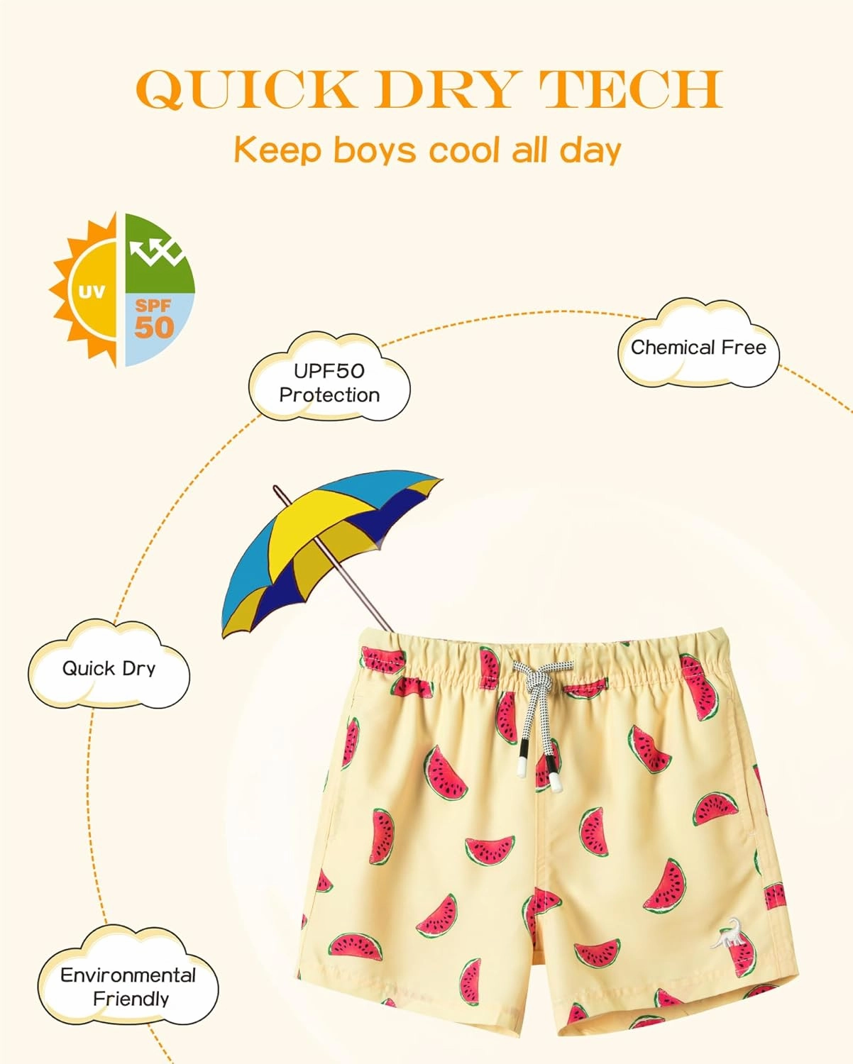 SURF CUZ Surfcuz Little Boys Swim Trunks UPF 50  Toddler Beach Shorts Swimsuit Kids Quick Dry Swimwear