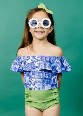 Sweet Pea Green | Mini Down in Front Ruffle Bottoms
