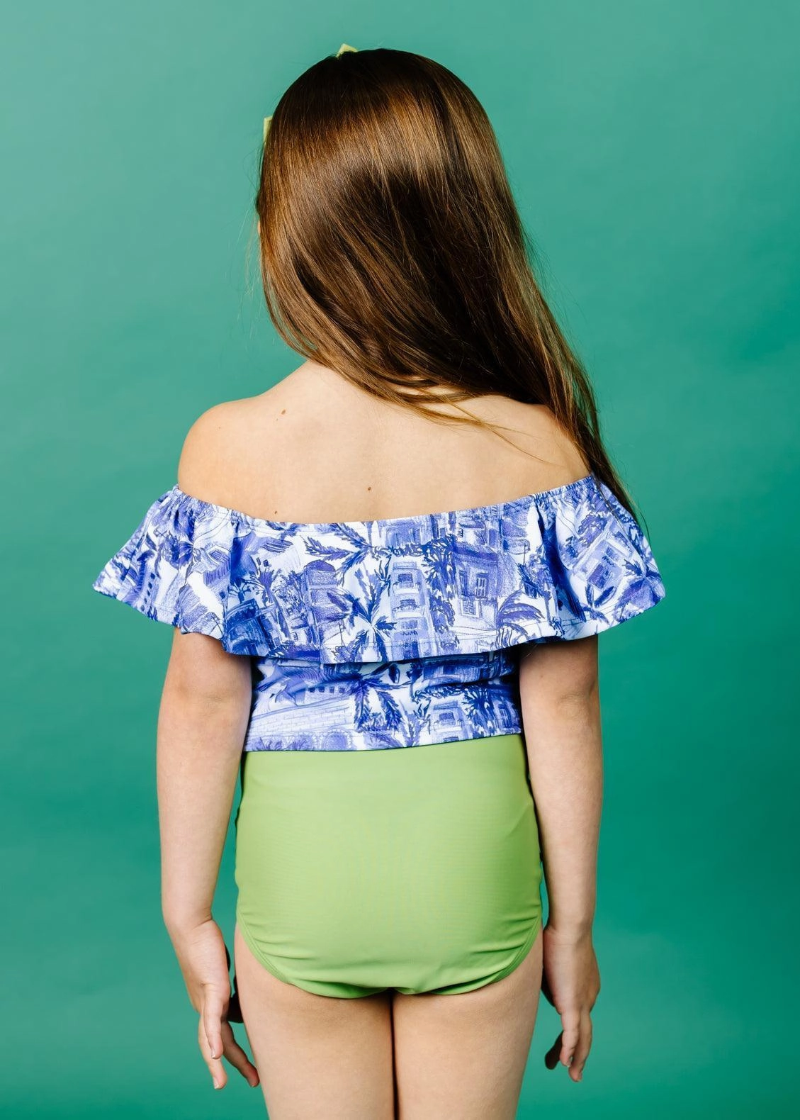 Sweet Pea Green | Mini Down in Front Ruffle Bottoms