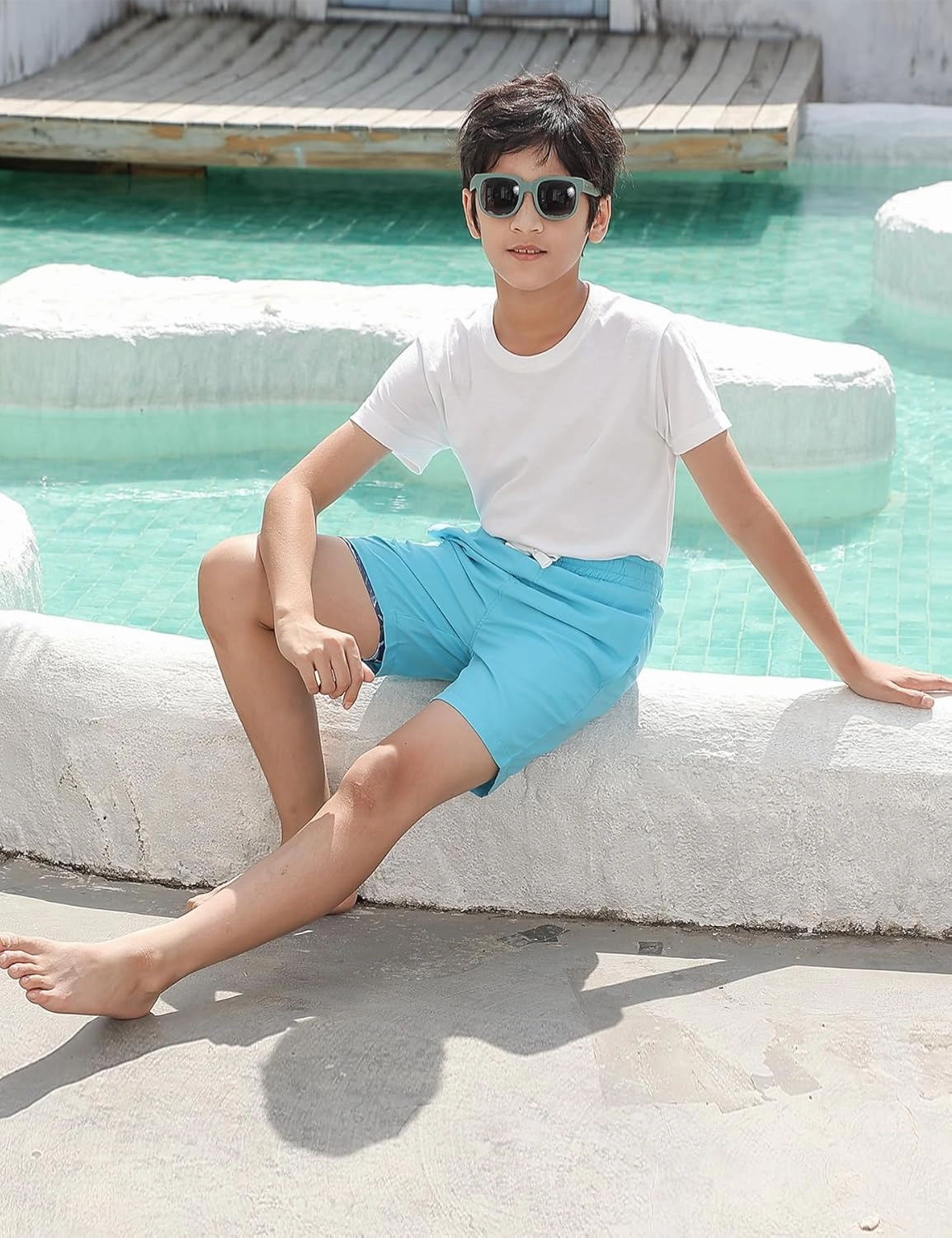 Swim Trumks for Boys 2 in 1 Bathing Suit Compress Board Shorts for 7-18T