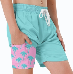 Swim Trumks for Boys 2 in 1 Bathing Suit Compress Board Shorts for 7-18T