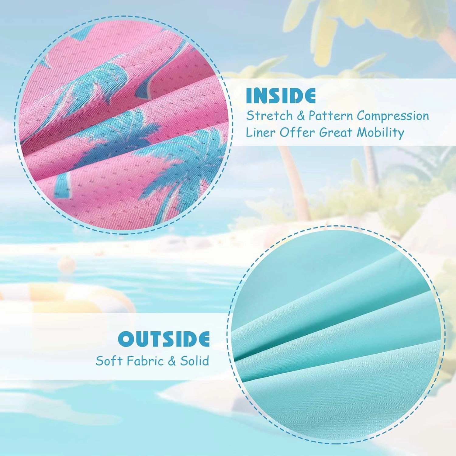 Swim Trumks for Boys 2 in 1 Bathing Suit Compress Board Shorts for 7-18T