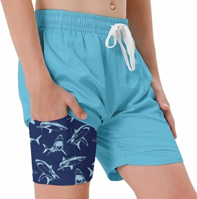 Swim Trumks for Boys 2 in 1 Bathing Suit Compress Board Shorts for 7-18T
