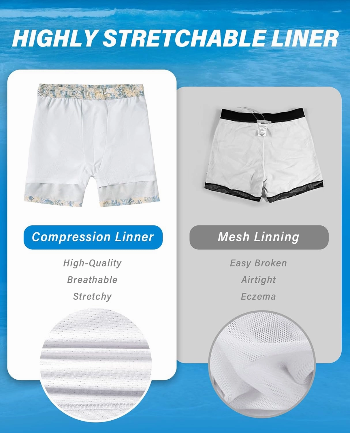 Swim Trunks Mens 5 Inch Inseam Compression Liner Short Men Bathing Suit Lined Swimming Shorts Men's Swim Suits