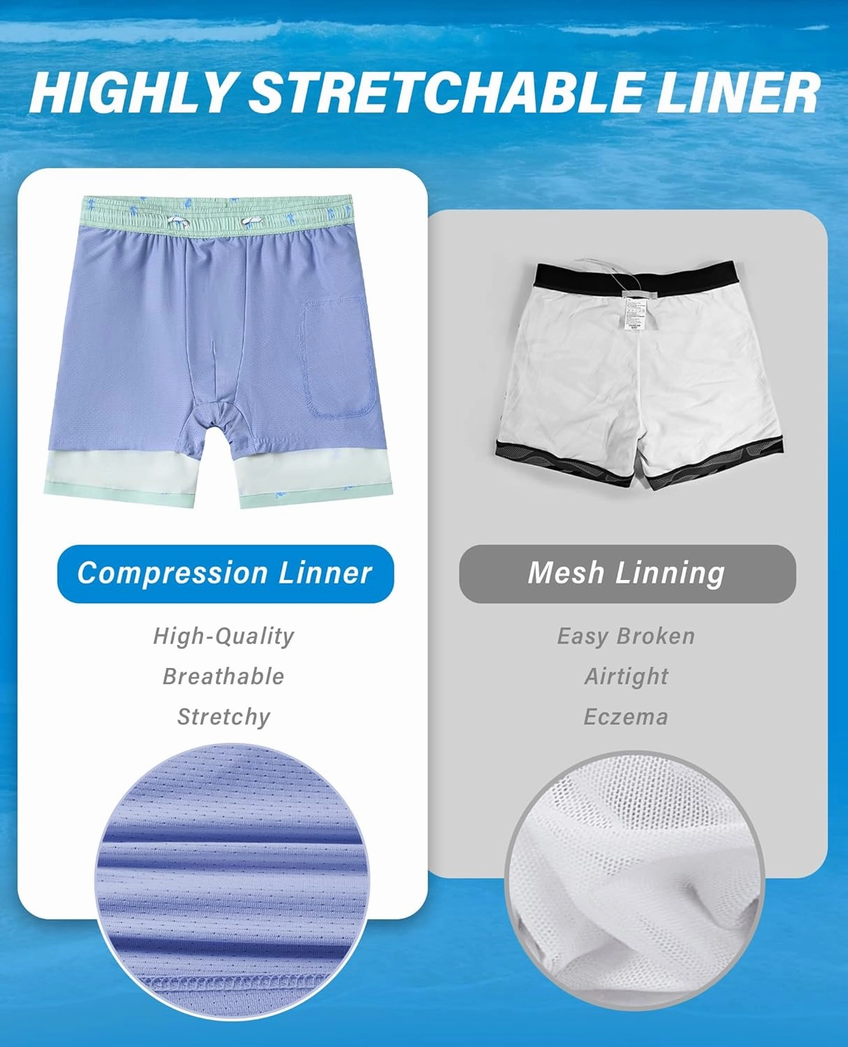 Swim Trunks Mens 5 Inch Inseam Compression Liner Short Men Bathing Suit Lined Swimming Shorts Men's Swim Suits