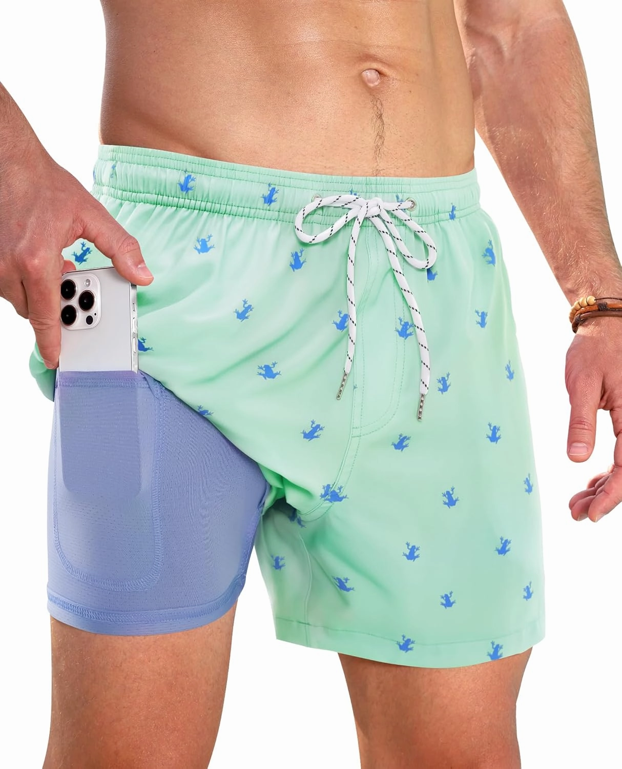 Swim Trunks Mens 5 Inch Inseam Compression Liner Short Men Bathing Suit Lined Swimming Shorts Men's Swim Suits