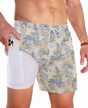 Swim Trunks Mens 5 Inch Inseam Compression Liner Short Men Bathing Suit Lined Swimming Shorts Men's Swim Suits
