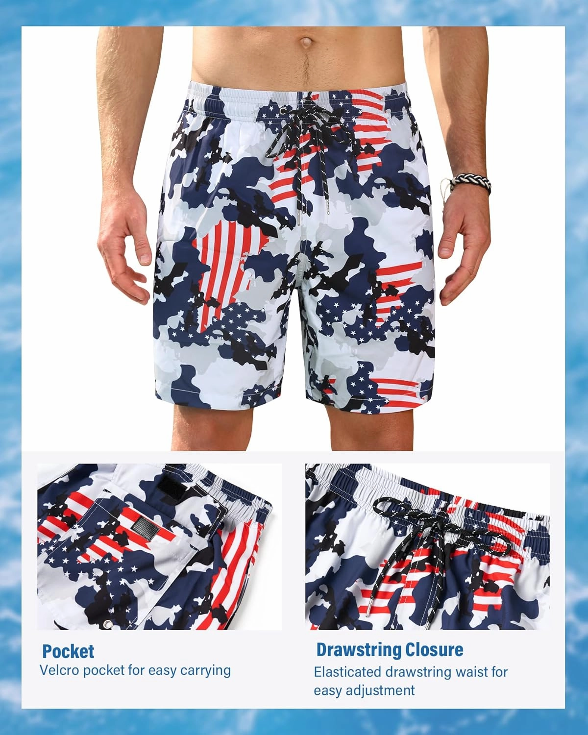 Swim Trunks Mens 7 Inch Bathing Suit with Mesh Liner Men's Stretch Swimwear Quick Dry Swimsuit Beach Shorts