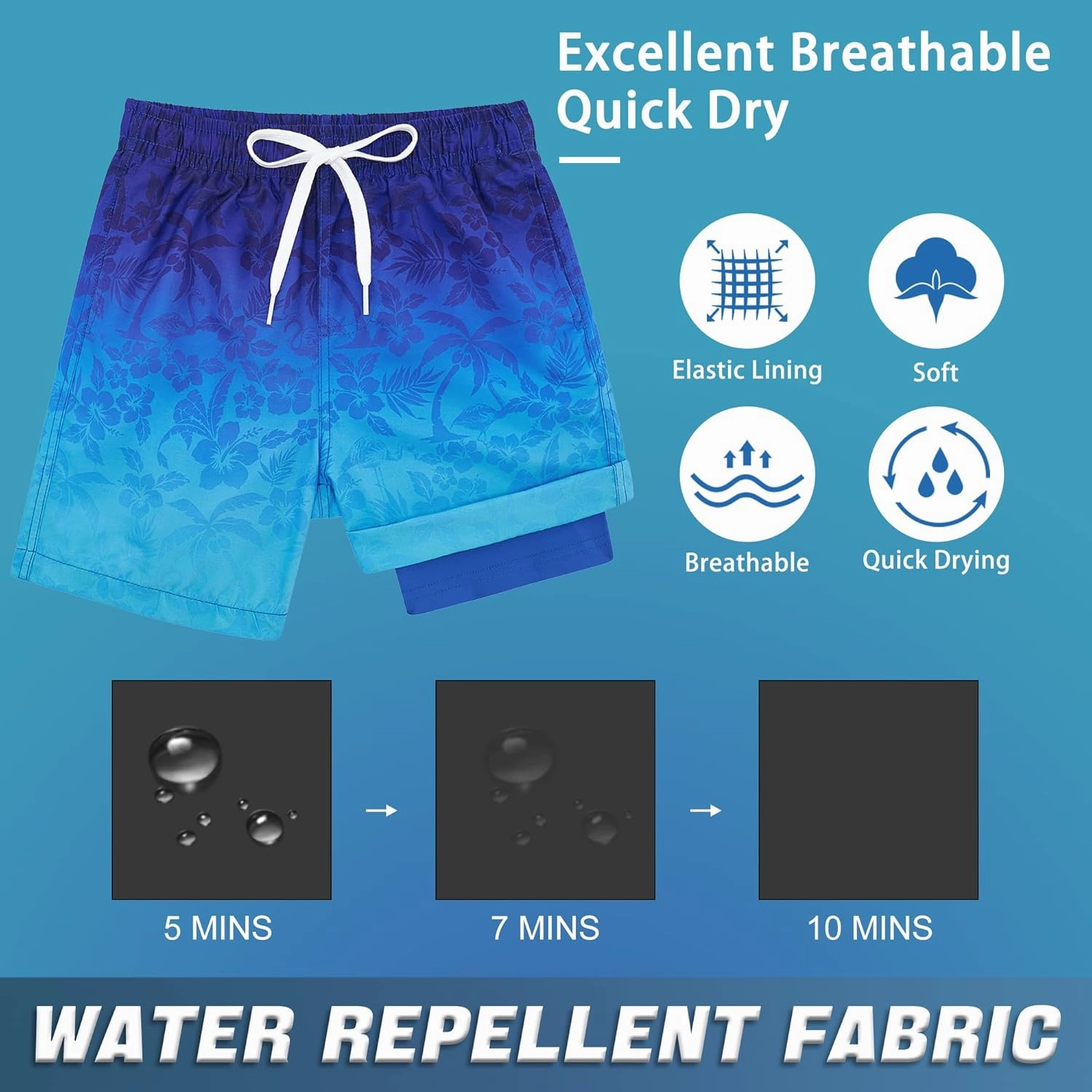 swimsobo Boys Swim Trunks for 5-16 Years Compression Liner Swimsuit Shorts Swimwear Boxer Bathing Suit
