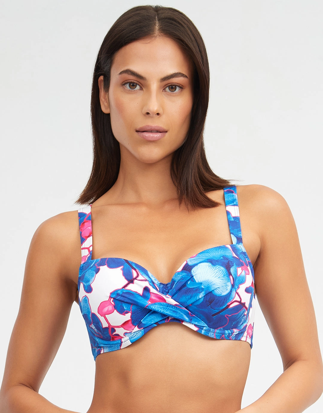 Tahiti Moulded Underwired Bikini Top - Blue Floral