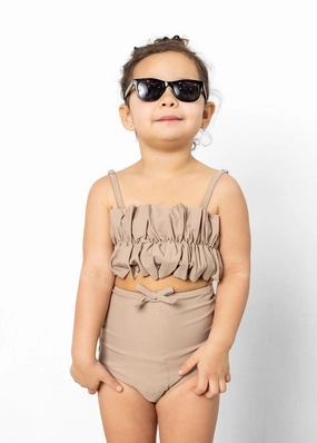 Taupe | Mini Oversized Ruffle Top