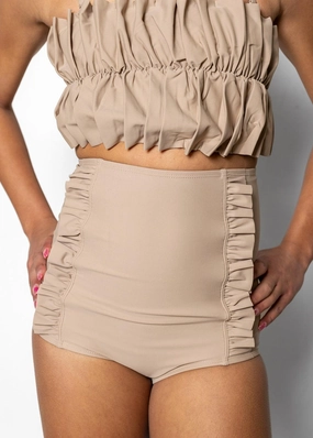 Taupe | Youth Down in Front Ruffle Bottoms
