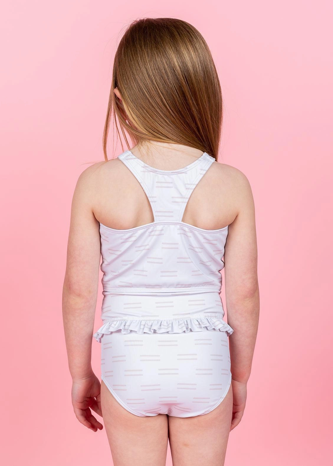 Taupe Dashes | Mini Mid-Ruffle Bottoms
