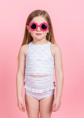 Taupe Dashes | Mini Mid-Ruffle Bottoms