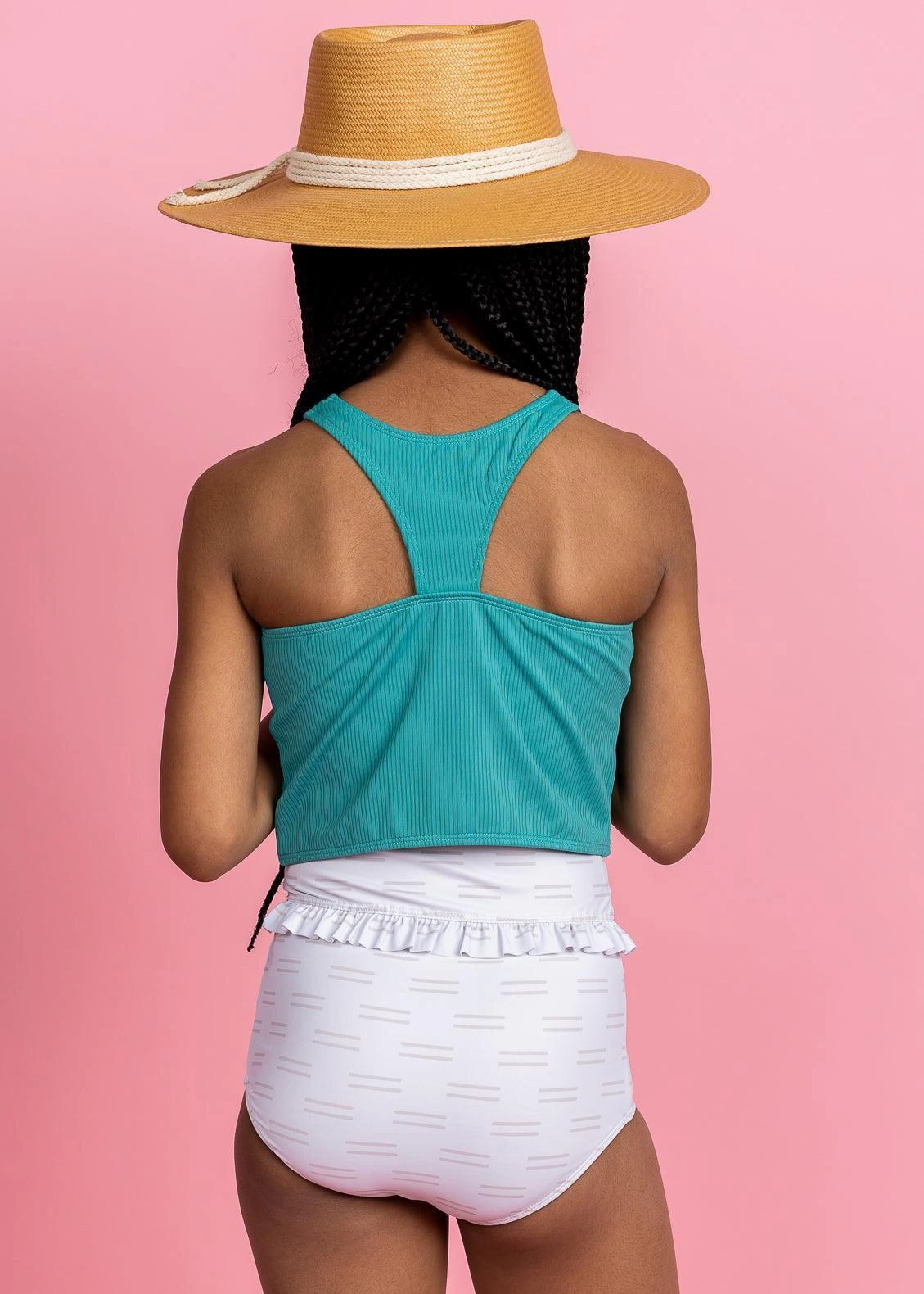 Taupe Dashes | Youth Mid-Ruffle Bottoms