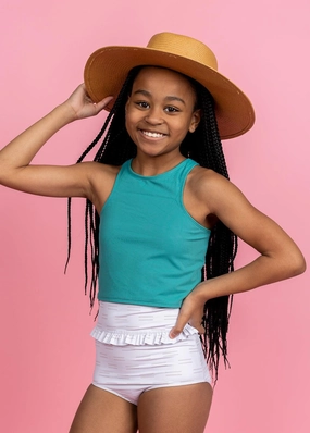 Taupe Dashes | Youth Mid-Ruffle Bottoms