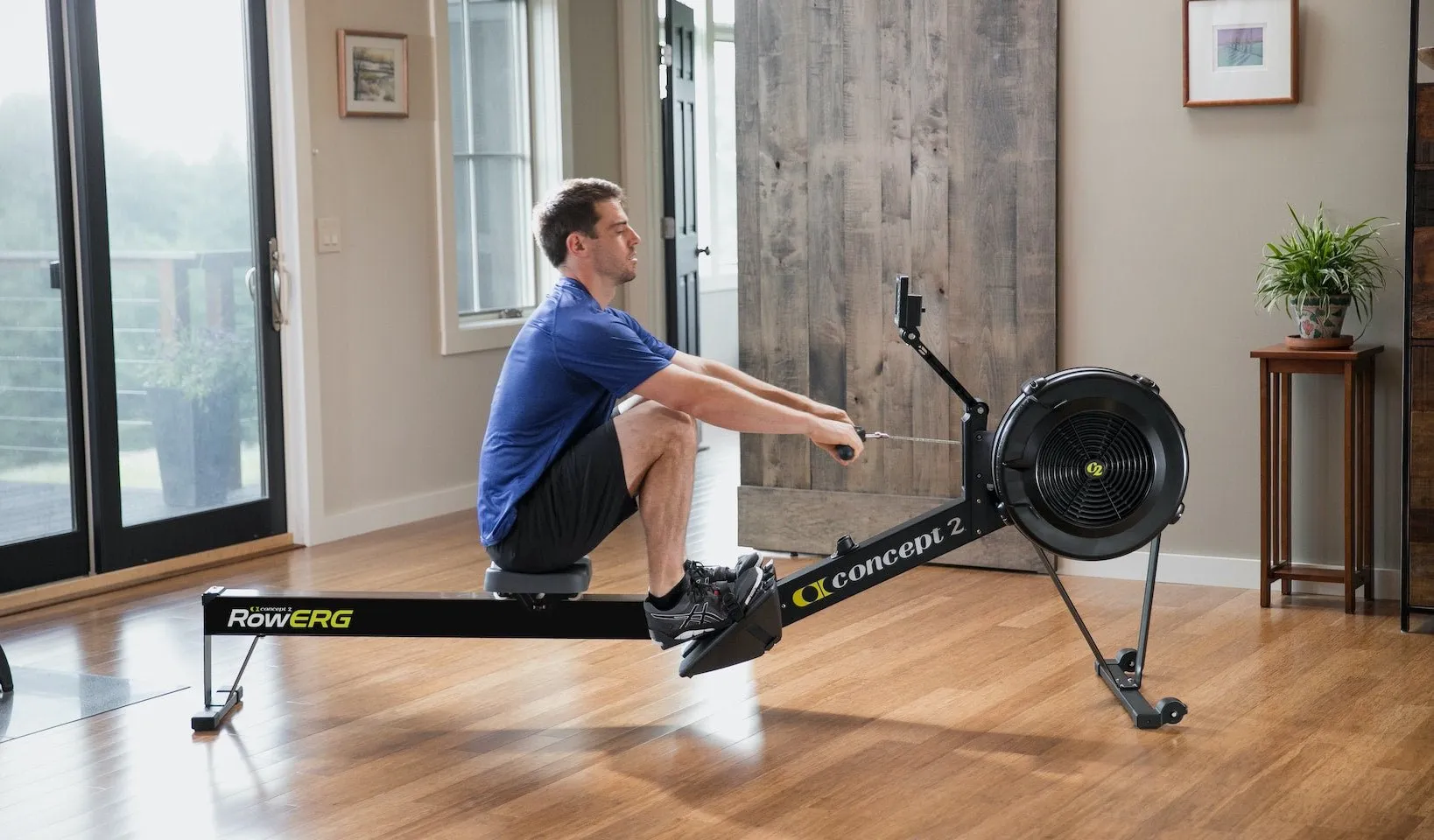 Concept2 RowErg, Bowflex SelectTech dumbbells