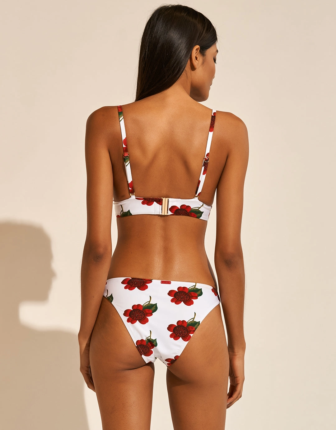The Bloom Bralette Bikini Top - White Red