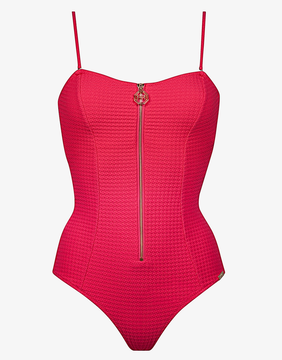 The Bloom Zipped Bandeau Swimsuit - Radiant Red