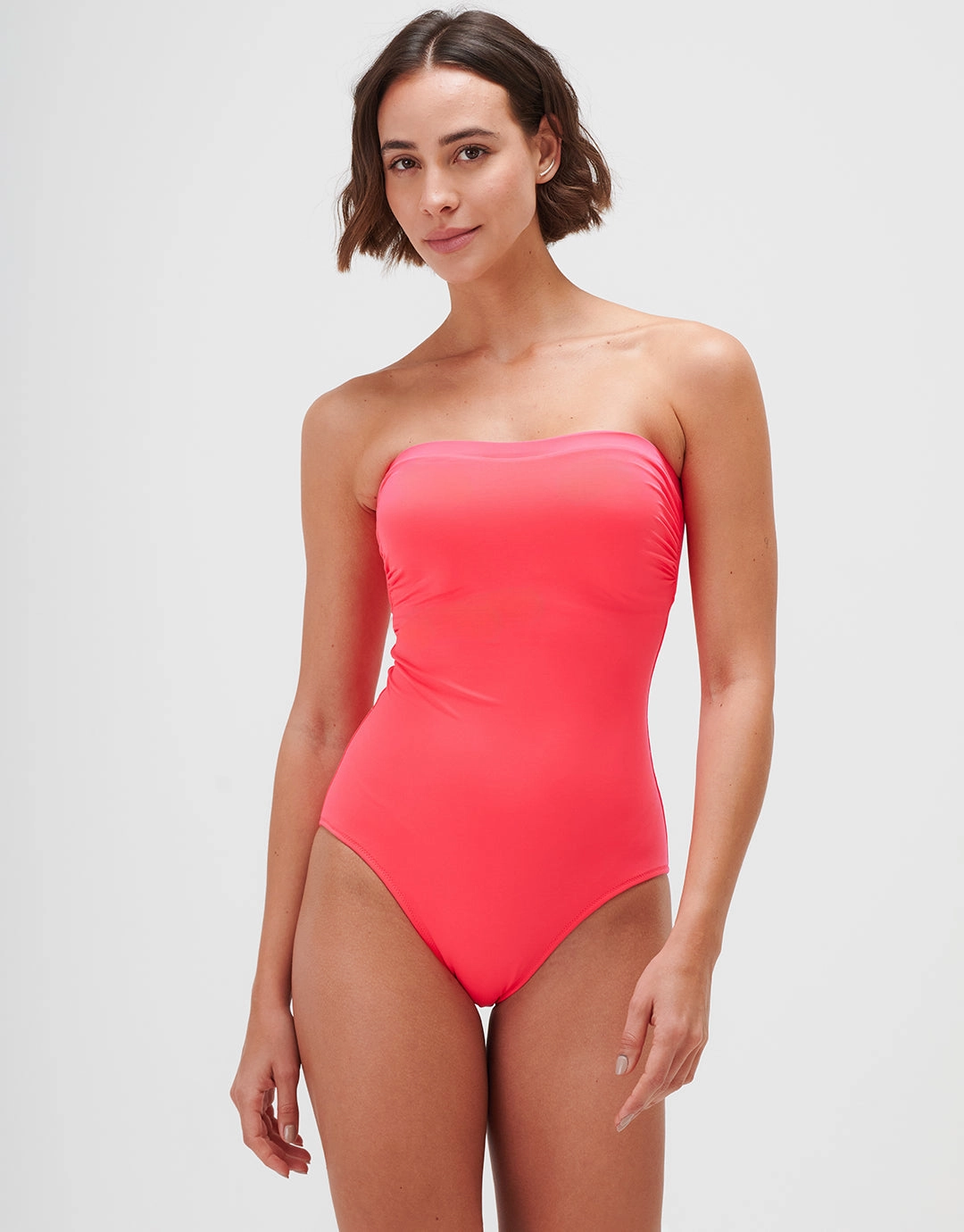 Timeless Bandeau Swimsuit - Bright Coral