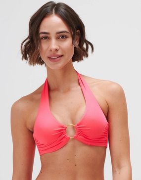 Timeless Underwired Halter Bikini Top - Bright Coral