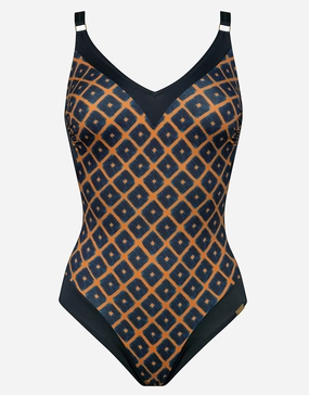Tobacco Fields V Neck Swimsuit - Tabac Black