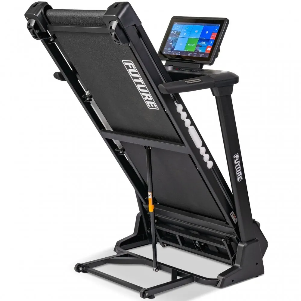 Future T550E Folding Treadmill - Touchscreen Entertainment Console, Rollable Sled Track