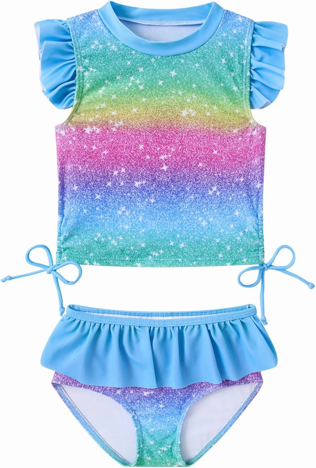 Toddler Girls Swimsuit Cute 2 Piece Tankini Bathing Suit Ruffle Beach Bikini Summer Swimwear 2-6T