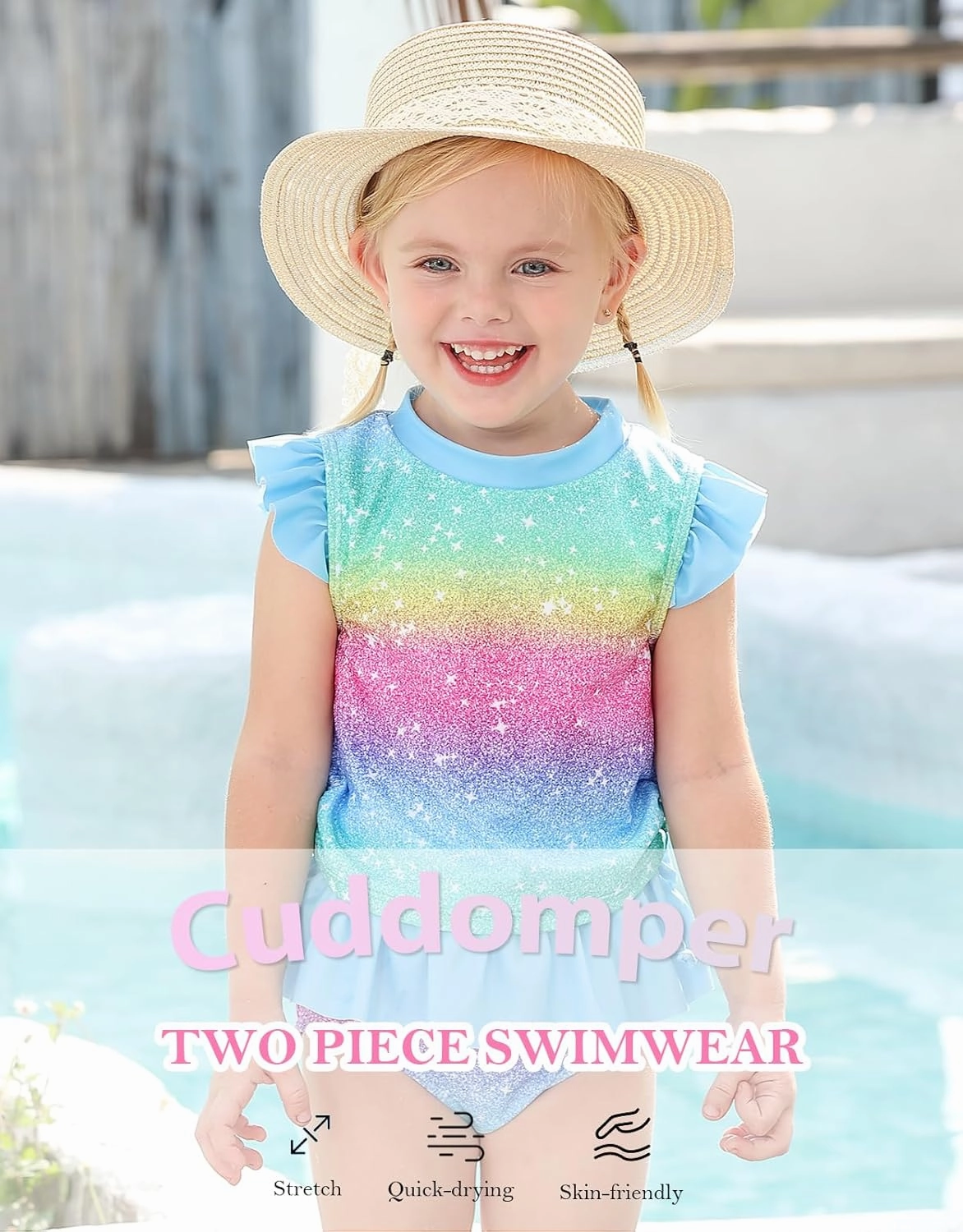 Toddler Girls Swimsuit Cute 2 Piece Tankini Bathing Suit Ruffle Beach Bikini Summer Swimwear 2-6T