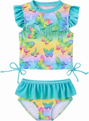 Toddler Girls Swimsuit Cute 2 Piece Tankini Bathing Suit Ruffle Beach Bikini Summer Swimwear 2-6T