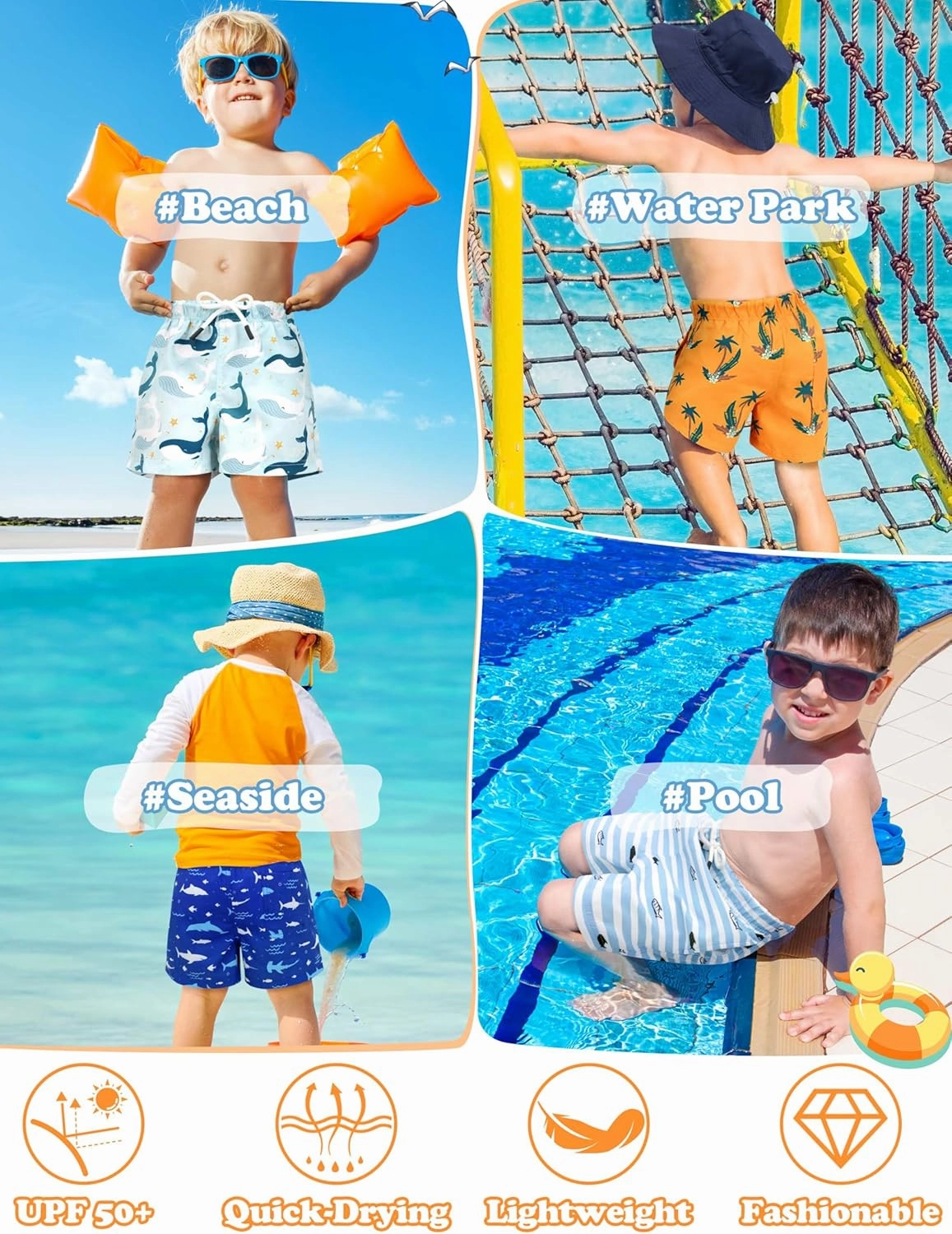 Toddler Swim Trunks Quick Dry Toddler Bathing Suits for Boys Swim Shorts Baby Swimsuit Boys Board Shorts Kids Swimwear