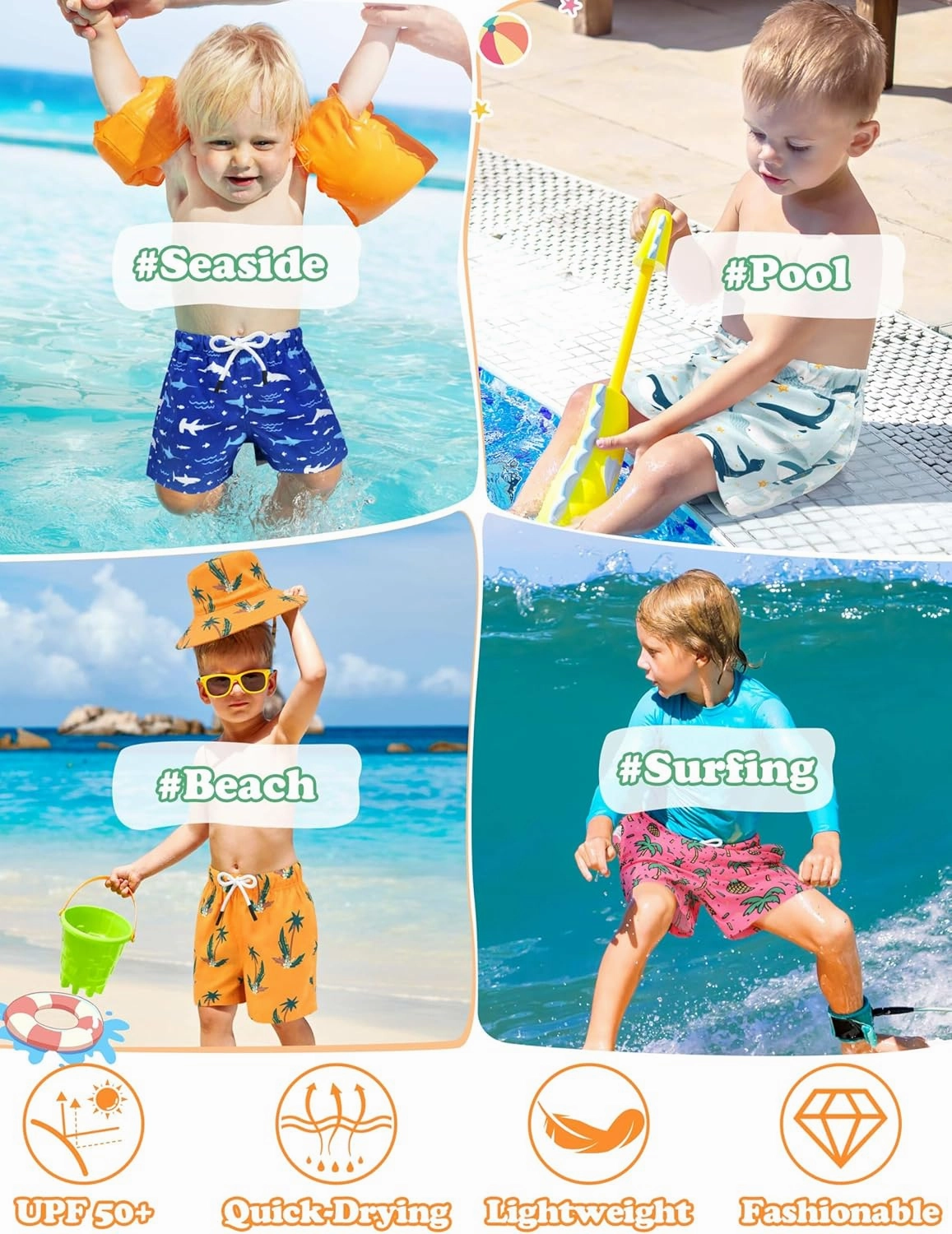 Toddler Swim Trunks Quick Dry Toddler Bathing Suits for Boys Swim Shorts Baby Swimsuit Boys Board Shorts Kids Swimwear