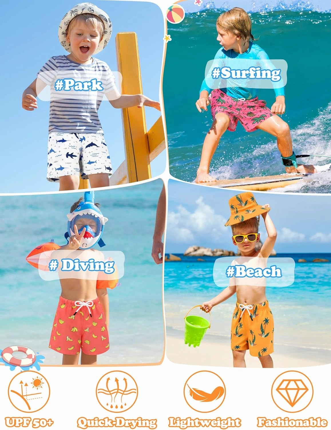 Toddler Swim Trunks Quick Dry Toddler Bathing Suits for Boys Swim Shorts Baby Swimsuit Boys Board Shorts Kids Swimwear