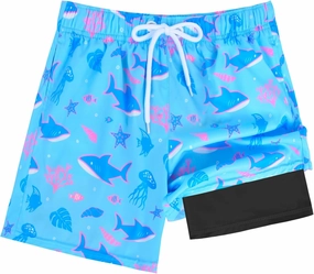 Toddler Swim Trunks with Compression Liner Quick Dry Toddler Bathing Suits Boys Swim Shorts Swimsuit Kids Swimwear
