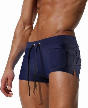 TONLEN Mens Swimwear Short Swim Trunks with Zipper Pocket