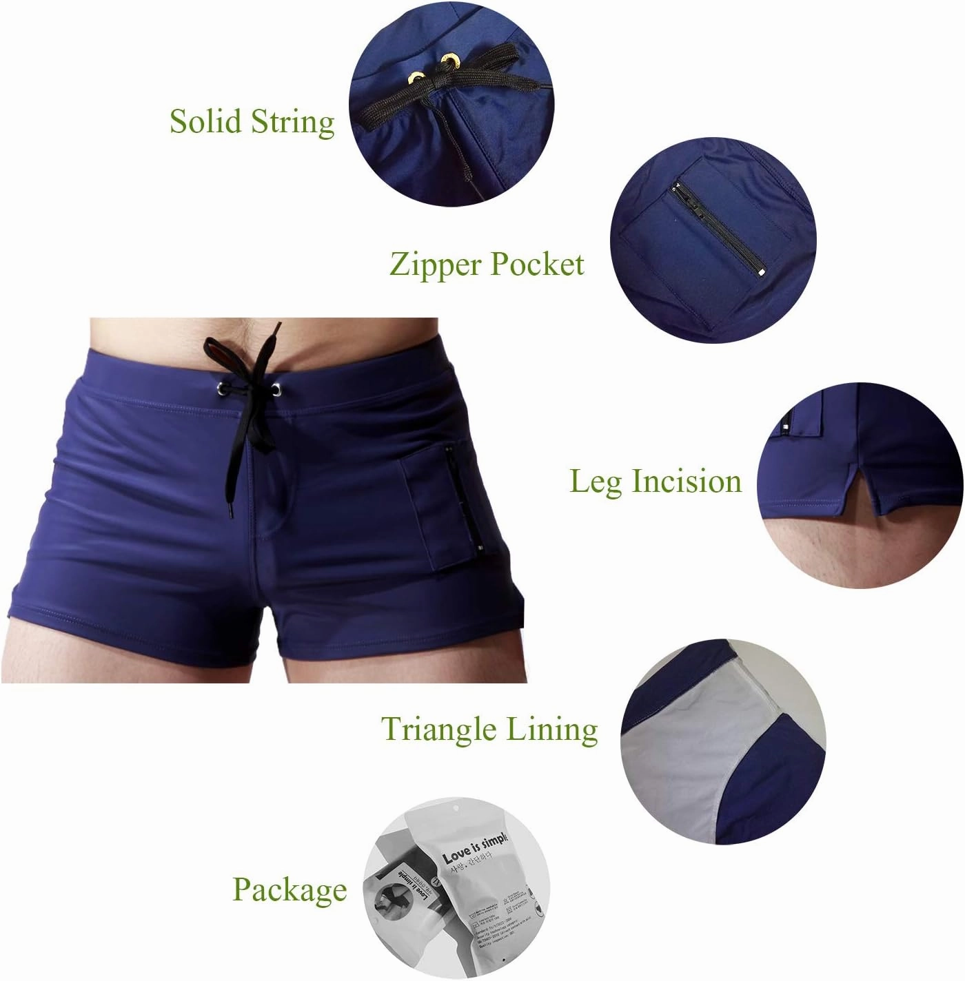 TONLEN Mens Swimwear Short Swim Trunks with Zipper Pocket