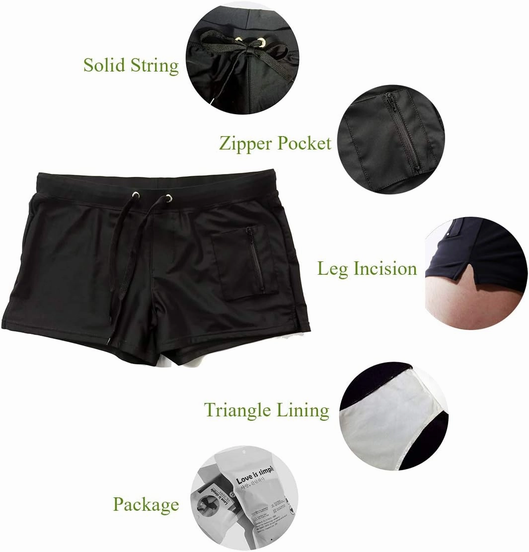 TONLEN Mens Swimwear Short Swim Trunks with Zipper Pocket