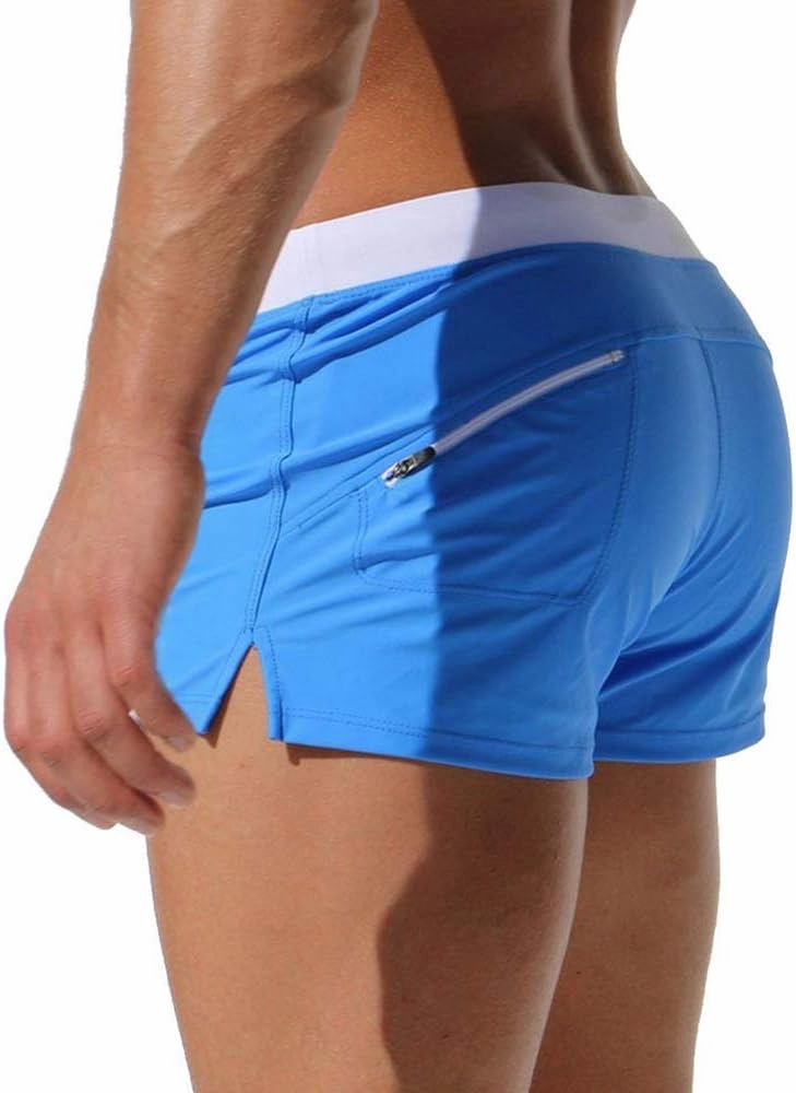 TONLEN Mens Swimwear Short Swim Trunks with Zipper Pocket