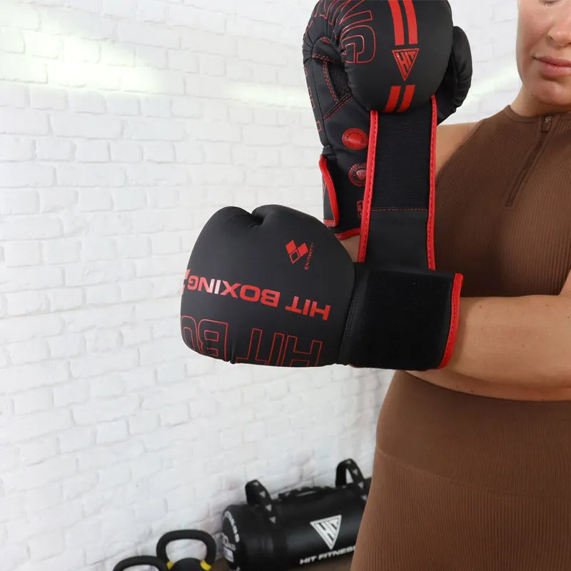Hit Boxing Kaos PU Boxing Gloves (Black & Red), Yoga Mats, Reflective running vest, Massage gun deep tissue