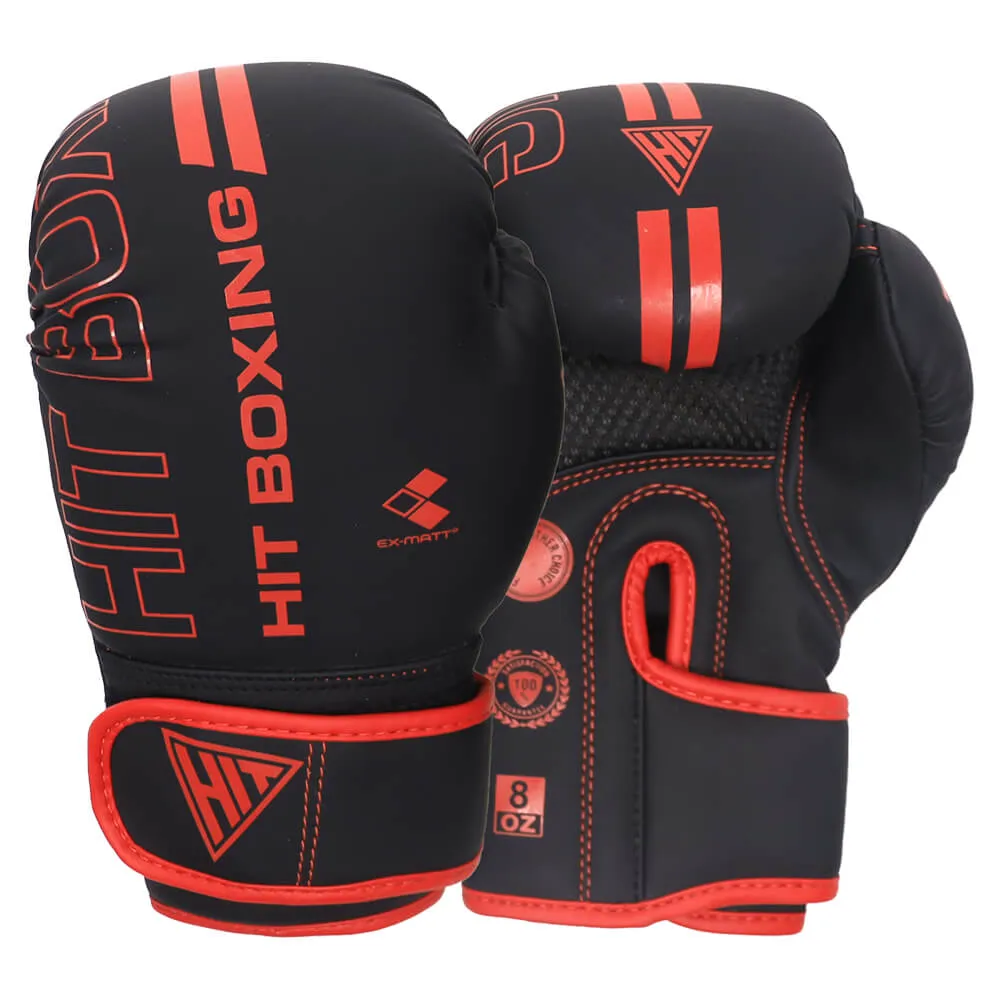 Hit Boxing Kaos PU Boxing Gloves (Black & Red), Calisthenics