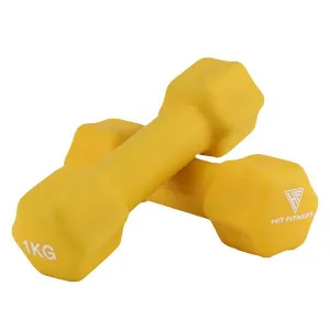 Top-Rated Hit Fitness Neoprene Studio Dumbbells | 1kg Pair Style Meets Function, Studio Dumbbells, Rear Drive, Pilates ring circle