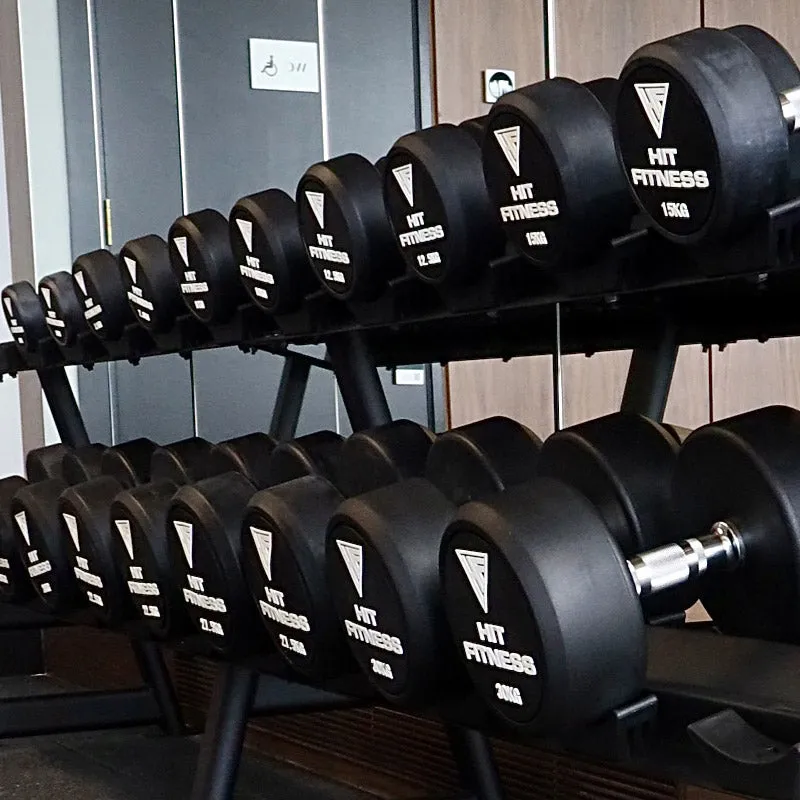 Hit Fitness Round Rubber Dumbbells | 8kg, Front Drive