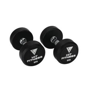 Top-Rated Hit Fitness Round Rubber Dumbbells | 8kg Made for You, Acupressure mat, Rubber Hex Dumbbells