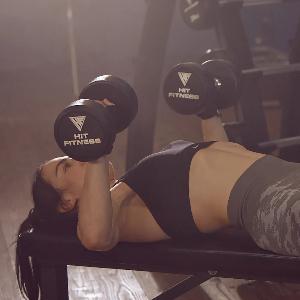 Hit Fitness Round Rubber Dumbbells | 8kg, Center Drive, AI posture sensor