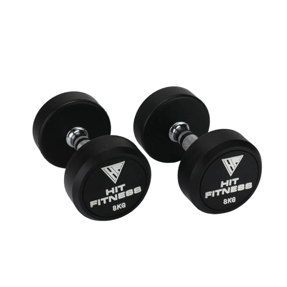 Top-Rated Hit Fitness Round Rubber Dumbbells | 8kg Made for You, Acupressure mat, Rubber Hex Dumbbells