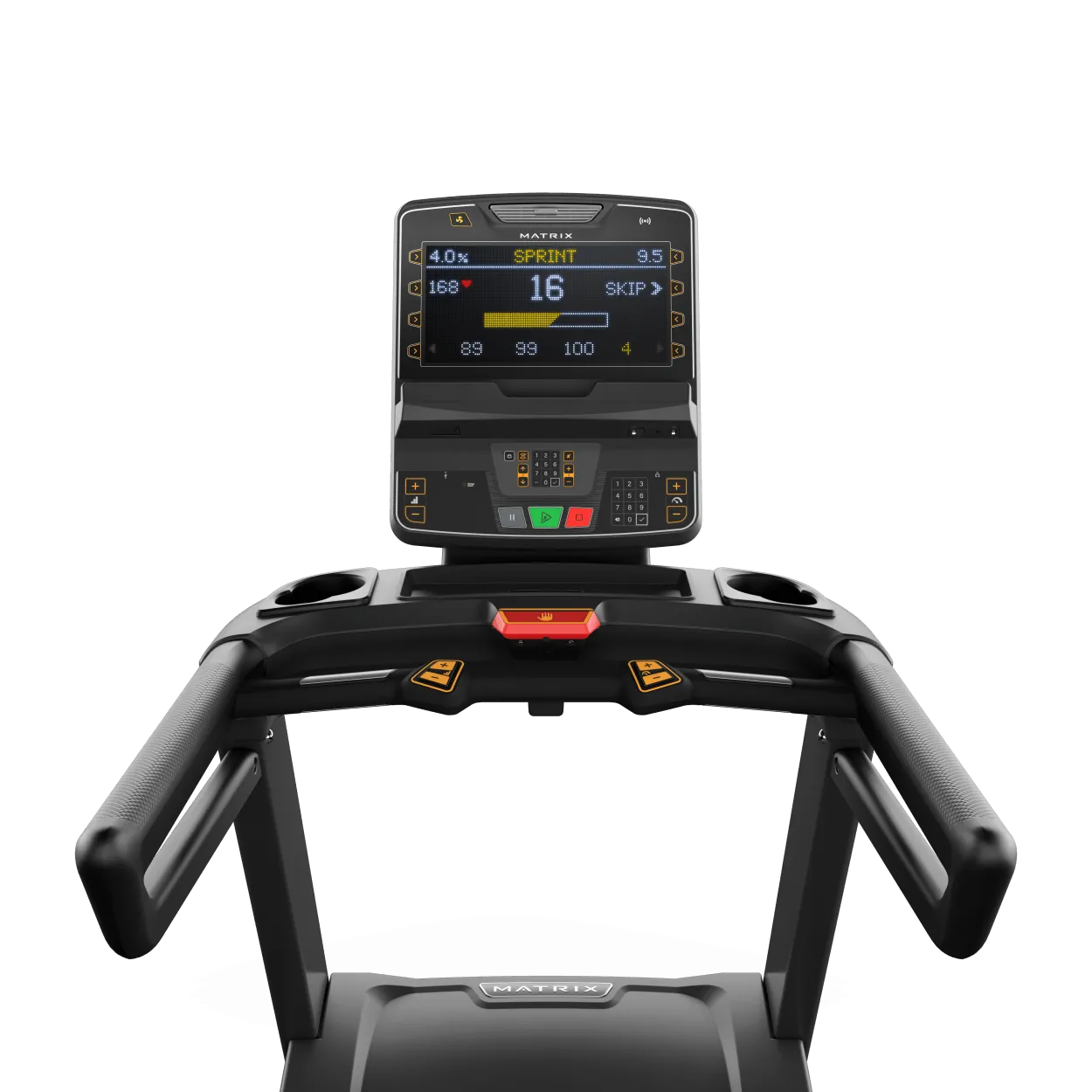 Matrix Endurance Treadmill with Premium LED Console, Air Bikes, Rogue Fitness squat rack, Rubber Gripped Olympic Plates